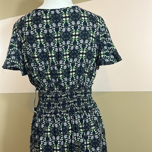 Max Studio Floral Flutter Sleeve Ruffle Midi Dress Size Medium - Picture 6 of 11